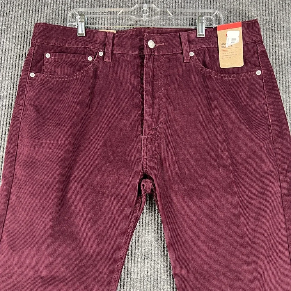 Levis 505 Corduroy Jeans Mens 38x32 Purple 5 Pocket Regular Fit Stretch New
